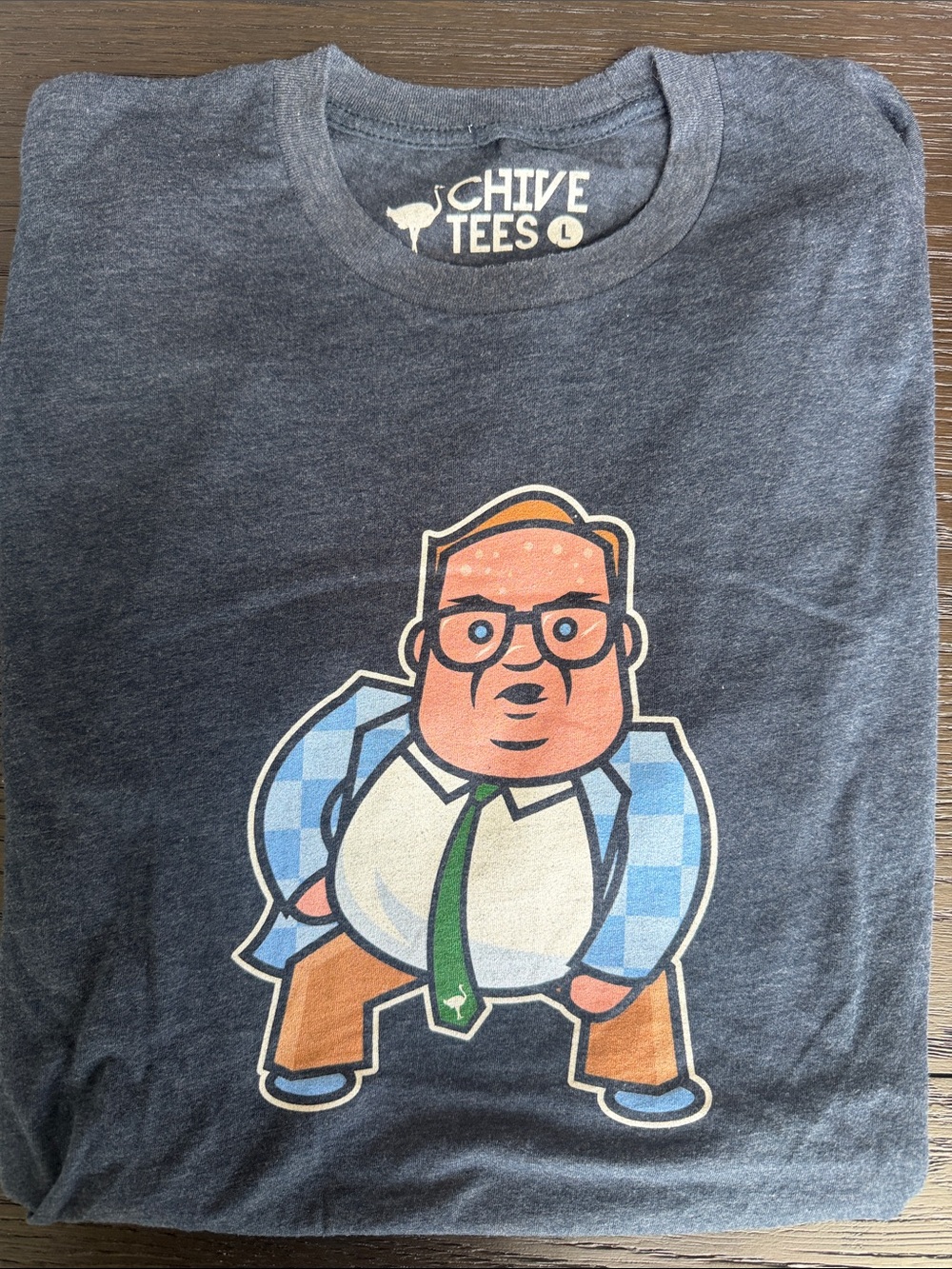 Chive Tees Men's Navy Short Sleeve Graphic Cartoon Shirt - Large